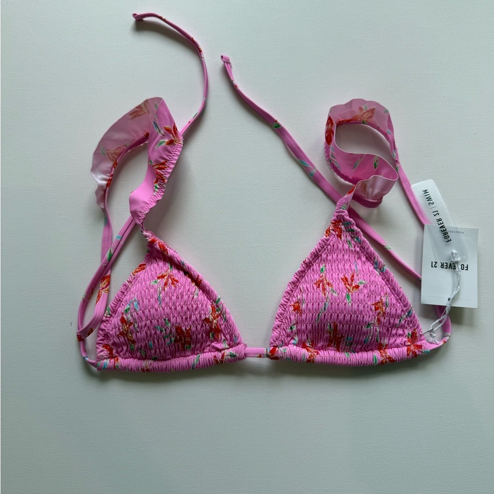 Pink Floral Bikini Top